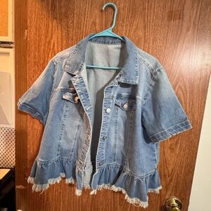 Denim Ruffle Hem Jacket